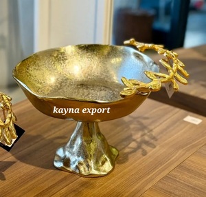 Bol de service alimentaire en aluminium poli, feuille d'or, décoratif, personnalisé avec logo, certifié CE, écologique, de luxe moderne, en stock pour les fêtes - Product Image 5