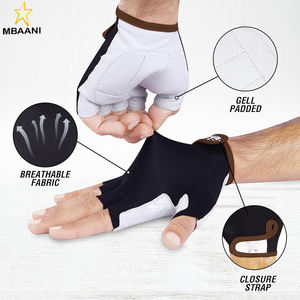 Gants de cyclisme en cuir antidérapants, absorbant les chocs, demi-doigts - Équipement de protection durable pour le VTT et le cyclisme sur route - Product Image 3