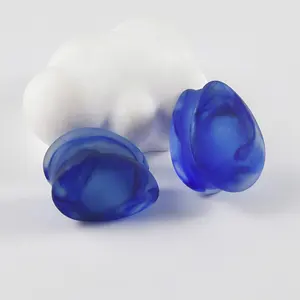 Vetro smerigliato colore fumo blu a forma di gocciolina di vetro doppio svasato tappo per orecchio venduto gioielli per Piercing