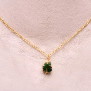 Collar con Colgante de Jade Verde Natural, Plata de Ley 925, Chapado en Plata, Certificado IGI, Engaste de Puntas, Minimalista, Gema Natural - Product Image 1