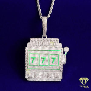 Fashion Jackpot Slot <b>Machine</b> Pendant Necklace with VVS Moissanite Diamonds and 925 Sterling Silver for Rappers - Product Image 3