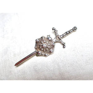 Broche Decorativo de Espada y Escudo Tradicionales Escoceses Vintage, de Plata, para Kilt, de Alta Calidad, en Metal - Product Image 3