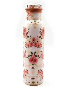 Proveedor de artículos para bebidas de primera calidad, botella de agua de cobre con diseño floral, termo portátil de viaje con tapa - Product Image 6