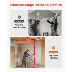 Sollevatore per Cartongesso da 11 Piedi, Capacità 150 Libbre, Braccio Telescopico Regolabile, Ruote Bloccabili, per Costruzioni - Product Image 4