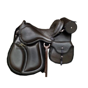 Selle de cheval en cuir, selle d'équitation professionnelle de style western avec siège rembourré, sangles réglables et quincaillerie de qualité - Product Image 2