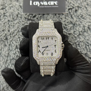 Reloj Vintage de Lujo de Acero Inoxidable Resistente al Agua con Moissanita, Correa Hecha a Mano Personalizada, Estilo Hip Hop, Esfera Mecánica ETA - Product Image 1