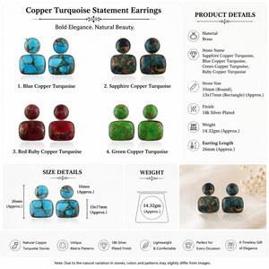 Boucles d'oreilles clous en cuivre plaqué argent 18 carats avec pierres précieuses turquoise pour femmes, style tendance et unique, bijoux minimalistes et audacieux, vente en gros - Product Image 2