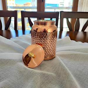 Tarro de Almacenamiento de Cobre Hecho a Mano con Tapa, Contenedor de Cocina Estilo Vintage para Té, Café, Azúcar, Especias, Frutas Secas, Organizador de Despensa - Product Image 3