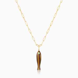 Dr. Gioielli all'ingrosso: Ciondolo a forma di <span class=keywords><strong>pesce</strong></span> colorato in acciaio inossidabile placcato oro 14K, anallergico, per donna, collezione estiva a tema oceano - Product Image 1
