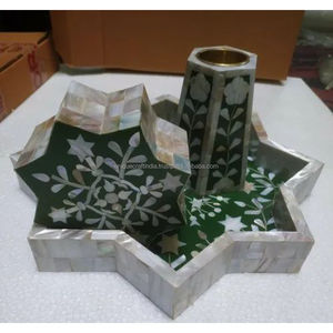 Juego de quemador de incienso Bukhoor hecho a mano con incrustaciones de nácar y bandeja decorativa para decoración del hogar y regalos. - Product Image 6