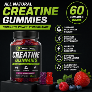 Mixed Berry <b>Creatine</b> Gummies Soft Chewable Fruit Flavored Gummy Product with Convenient Serving Format Custom Label Packaging - Product Image 3