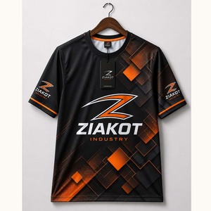 Wholesale Ziakot Industry Custom Black <b>Orange</b> 3D Pattern Design Abstract Sharp Shape Performance <b>T</b>-<b>Shirt</b> - Product Image 2