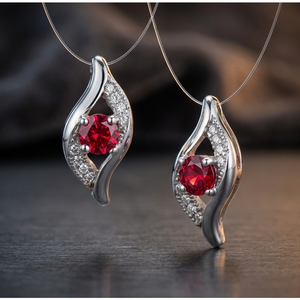 ต่างหูทรงกลมประดับทับทิมแดงขนาด 8 มม. ยาว 3 นิ้ว ประดับเพชร CZ เงินแท้ 925 ชุบทอง 18K ต่างหูแบบห้อย ดีไซน์โดดเด่น ราคาขายส่ง - Product Image 5