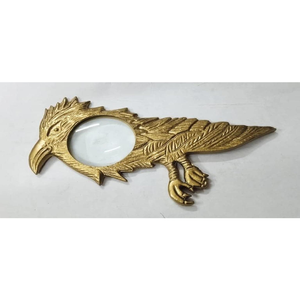 Loupe à main décorative avec poignée en métal en forme d'aigle et finition jaune, loupe de lecture pour bureau, bibliothèque, décoration - Product Image 1