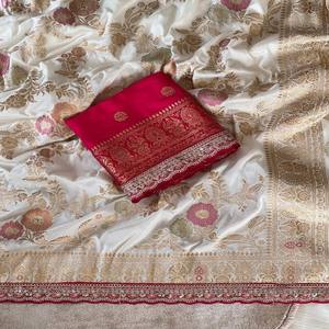 ヴァストラコテージ ヘビードーラシルクサリー ミナカリザリ織り刺繍入りコードスパンコールボーダー コントラストランニングブラウス付き - Product Image 3