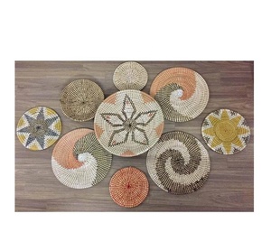 BOHO MUR SUSPENDU: SEAGRASS ÉCOLOGIQUE, PANIER EN BAMBOU EN ROTIN, DÉCORATION ART-THEMED. - Product Image 4