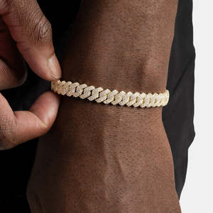 Luxury Iced Out <b>Cuban</b> <b>Link</b> <b>Bracelet</b> | Gold Plated Micro Pave Hip Hop <b>Bracelet</b> for <b>Men</b> - Product Image 4