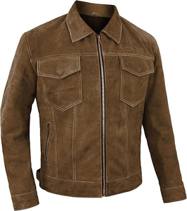 Chaqueta Varsity de Gamuza de Lujo para Hombre – Chaqueta Urbana Moderna con Acabado de Tela Premium Cómodo, Gamuza Marrón Clásica - Product Image 2