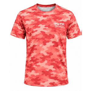 Camiseta Deportiva de Camuflaje Coral para Hombre, Manga Corta, Cuello Redondo, Estampado de Camuflaje, para Entrenamiento, Running, Gimnasio, Ejercicio, Ropa Deportiva Activa - Product Image 1