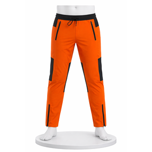 <b>Men</b>’s Orange Sports Track Pants – Quick Dry <b>Stretch</b> Joggers with Zipper Pockets, Slim Fit Training Gym Trousers Custom Logo OEM - Product Image 1