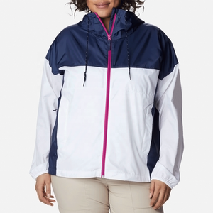 Veste coupe-vent imperméable à capuche pour femme, color block, légère, imperméable, grande taille, pour la randonnée en plein air, fermeture éclair - Product Image 1