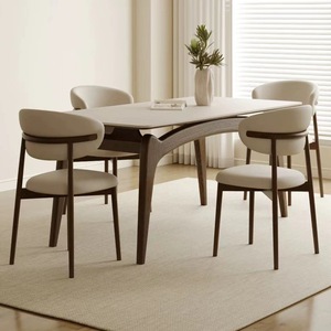 Solid Modern <b>Dining</b> <b>Table</b> Set Sintered Stone Top Eco-Friendly <b>Extendable</b> Design 6 Back Chairs for <b>Dining</b> Room Hotel Apartment - Product Image 2