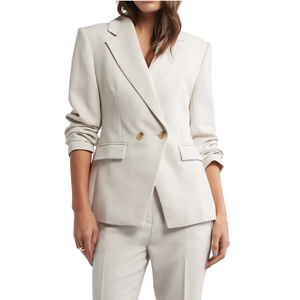 Trajes de Negocios Casuales para Mujer, Antiarrugas, 100% Poliéster Tejido, Blazer Sólido de Un Solo Pecho, Manga Larga, Cuello en V - Product Image 4