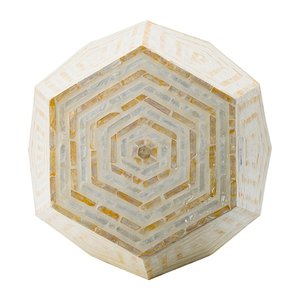 Hot selling Bone inlay Polygon side table With Geometric Pattern MDF table with Bone Work for Home Office Living Room Decor - Product Image 4
