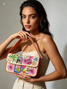 Bolso Rectangular Lavable Hecho a Mano ALI FASHION ART con Bordado de Poliéster, Cuentas de Vidrio, Patrón de Dados y Cartas para Uso Diario - Product Image 3