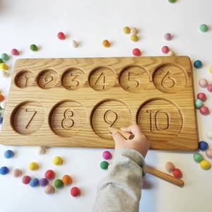 Plateau de rangement rectangulaire en bois sculpté avec 1 compartiment pour les jouets éducatifs des enfants, compatible lave-vaisselle, design moderne et luxueux - Product Image 1