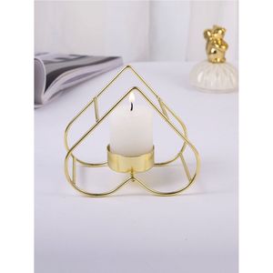 Modern Heart Shaped Gold <b>Wire</b> Candle Holder Metal Pillar T <b>light</b> Stand Wedding Centerpiece Luxury Home Decor Romantic Gift Stand - Product Image 1