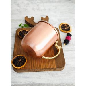 Mug à Moscow Mule en cuivre uni avec poignée en laiton, qualité alimentaire, à paroi simple, pour cocktails, bières et autres boissons, idéal pour les fêtes. - Product Image 4
