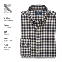 Kemeja Pria 100% Katun 85GSM Kain Kanvas Tenun Motif Kotak-kotak Ringan Kemeja Musim Panas Pemasok Pakaian Kustom Grosir