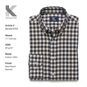 Chemise Homme 100% Coton 85GSM Toile Tissée à Carreaux Gingham Légère pour l'Été Fournisseur de Vêtements Personnalisés en Gros - Product Image 2