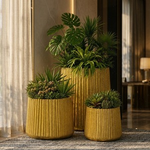 Ensemble de pots modernes Bloom Vessel avec design côtelé, résistant à la rouille, vase de sol pour décoration intérieure, cadeau de déménagement - Product Image 5