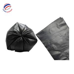 Bolsa de basura de HDPE negra desechable personalizable de la marca Eagle con cuerda de PP duradera y resistente OEM StarSeal para productos domésticos - Product Image 1