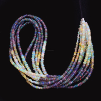 Perles d'opale noire naturelle multi-tons faites à la main de qualité supérieure, forme ronde lisse de 4-5 mm, fil de pierres précieuses certifié, unique et classique