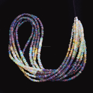 Perles d'opale multi-noires naturelles faites à la main de 16 pouces de qualité supérieure Forme de rondelle lisse Brin de pierres précieuses de 4 à 5 mm pour bijoux classiques uniques - Product Image 1