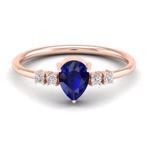แหวนหมั้นเพชรโมอิสซาไนต์ทอง 14K ราคาส่ง REYES สำหรับผู้หญิง แหวนหรูหราทรงลูกแพร์ ประดับพลอยไพลินสีน้ำเงิน 0.75 กะรัต เครื่องประดับชั้นดี - Product Image 1