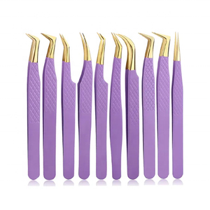 Juego de 8 Pinzas Puntiagudas de Acero Inoxidable para Extensión de Cejas y Pestañas, Duraderas y Ecológicas - Product Image 2