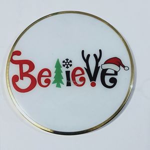 Sous-verres multi-émail avec bords métalliques Les meilleurs sous-verres de Noël absorbants Xmas Holiday Cool Cup Coasters in Vintage Design - Product Image 3