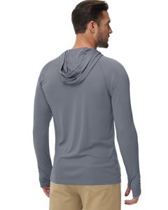 Men's Performance Fishing Performance Sun Shirt UPF 50+ Hooded Quick-Dry Outdoor Wear Breathable Cooling Fabric <b>With</b> <b>Thumbholes</b> - Product Image 2