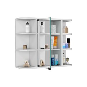 Armadietto Portamedicinali Milano con Sei Ripiani Esterni, Finitura Bianca, Mensole per Bagno - Product Image 3