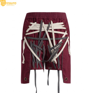 Pantalones Cortos de Moda Urbana Hip Hop Personalizados con Múltiples Cordones para Hombre, Ropa Gótica con Detalles de Ojales, Proveedor Directo al por Mayor - Product Image 1