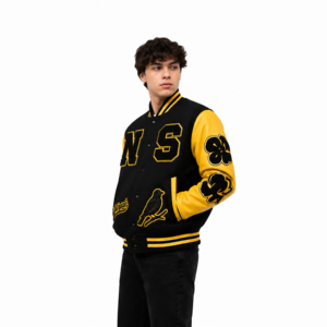 Veste universitaire personnalisée avec design unique et logo sur mesure, corps en laine, manches en cuir, patch en chenille, broderie, qualité supérieure - Product Image 3