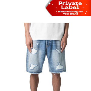 Pantalones Cortos de Mezclilla para Hombre con Descuento por Volumen, Lavado Claro, Bolsillos Delanteros, Fabricante Verificado, Producto en Masa - Product Image 1