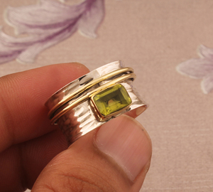 Natural <b>Peridot</b> Band <b>Ring</b> 925 Sterling Silver Handmade Green Gemstone Jewelry Wholesale Stackable <b>Peridot</b> Silver <b>Ring</b> for Women - Product Image 4