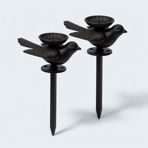 Handmade <b>Black</b> Powder Coated Iron Bird Candle Holders for Elegant Patio & Home Decor - Product Image 1