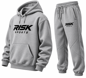 Ensemble sweat à capuche et jogging en polaire gris pour homme avec poche, impression personnalisée, vêtements de sport décontractés - Product Image 3