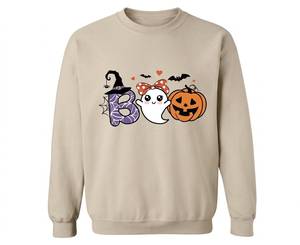 <b>Halloween</b> <b>Women</b> Casual Crew Neck Long Sleeve Sweatshirt Pullover Custom Heat Transfer Print Front Autumn Winter Party Wear OEM - Product Image 1